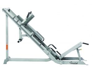 Hoist HF-4357 Leg Press Hack Combo in hack squat, side profile.