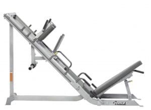 Hoist HF-4357 Leg Press Hack Combo in leg press, side profile.