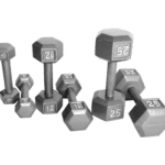 Troy Barbell Gray Hex Steel Dumbbells.