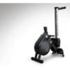 Bodycraft VR 200 Rowing Machine folded for storage front left side.