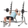 Hoist HF-5170 with model in starting position for inclined bench press.