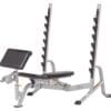 Hoist HF-5170 front left with preacher curl attachment and seat back flat.