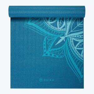 PREMIUM INDIGO POINT YOGA MAT - 6mm top view rolled up.