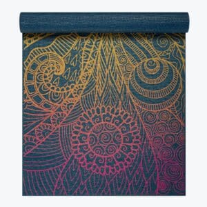 Vivid Zest Yoga Mat - 4mm top side and rolled up.