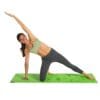 Go Fit Designer Yoga Mat - Hummingbird Garden with Model doing yoga.