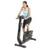 Front left of Horizon Comfort U Upright Bike with Model.