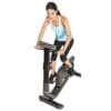 Front top left of Horizon Comfort U Upright Bike with Model.