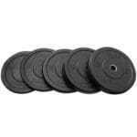 TKO Rubber Bumper Plates 10 pound, 15 pound, 25 pound, 35 pound, and 45 pound.