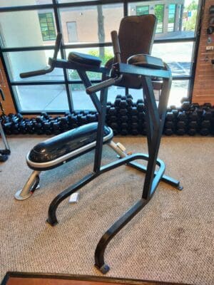 Used/Refurbished Commercial Knee Raise/Dip Station front right.