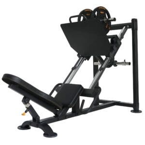 Powertec Leg Press with weight plates.