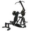 Powertec Workbench Levergym in black with two weight plates and back at inclined position.
