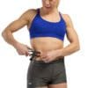 GoFit Body Fat Calipers with female model measuring stomach fat.