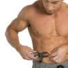 GoFit Body Fat Calipers with male model measuring stomach fat.