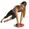 GoFit Core Stability and Balance Disk with model doing one footed side plank.