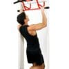 GoFit Elevated Chin Up Station with model doing wide pull up on bottom handles.