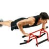 GoFit Elevated Chin Up Station with model doing push ups.