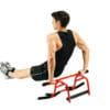 GoFit Elevated Chin Up Station with model doing reverse dips.
