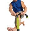 GoFit Muscle Hook Multitool with model rolling ball on foot.