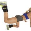 GoFit Padded Pro Ankle Weights with model doing donkey kick.