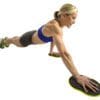 GoFit Go Slides with model sliding arms while doing plank.