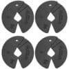 Set of four black magnetic micro weight plates with cutout designs, used for precise weight adjustments in strength training.