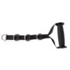 A black cable attachment handle with adjustable straps and rings for various strength training exercises.