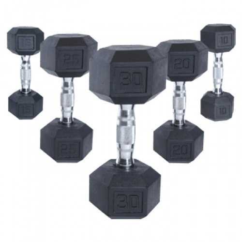 Troy Barbell Rubber Hex Dumbbells.