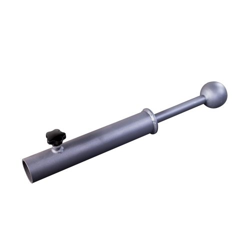 Steel landmine attachment with a round knob and cylindrical base, used for barbell rotational and core strength exercises.